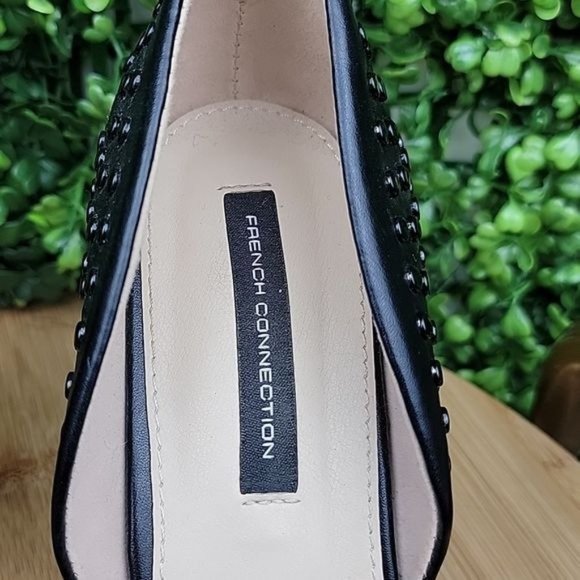French Connection Womens Leather Ellis Studded D'Orsay Dress Pump Black Size 9 - Picture 9 of 12